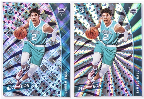 2020/21 Panini Revolution #140 LaMelo Ball Serial-Numbered Refractor Rookie Card Pair (2 Different)